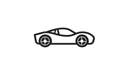 Simple line art illustration of a sports car, side profile view.