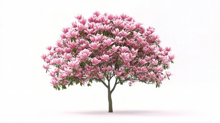 Obraz premium Isolated Pink Tulip Tree on White Background for Stock Photography