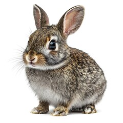 Obraz premium Cute baby rabbit, isolated white background, springtime, pet