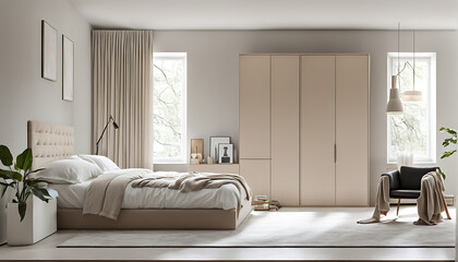 minimalist bedroom with neutral colors