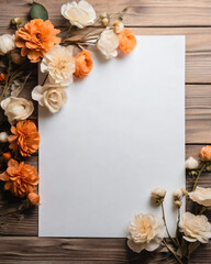 A blank sheet of paper framed by various dried flowers.