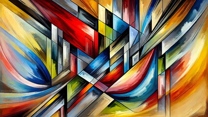 Abstract colorful geometric painted background.