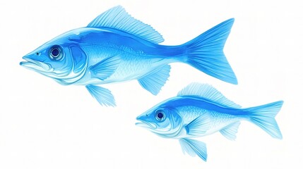 Fototapeta premium Isolated Baby Bluefish Illustrations in Vibrant Blue Colors