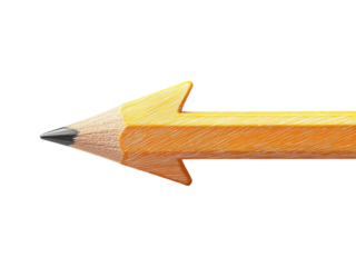 Yellow Pencil Pointing Left Isolated on transparent background