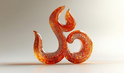 Obraz premium Amber flame sculpture, studio light, minimalist background, energy concept, stock photo