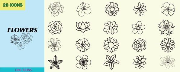 Flowers icon set