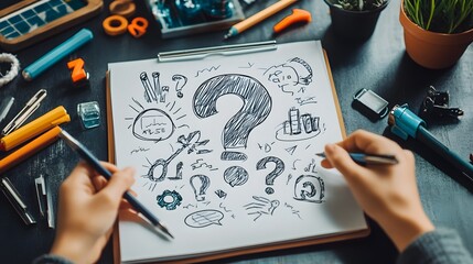 Intricate Single Line Drawing of Callouts Featuring Question Marks Celebrating the Joy of Trivia Games on National Trivia Day