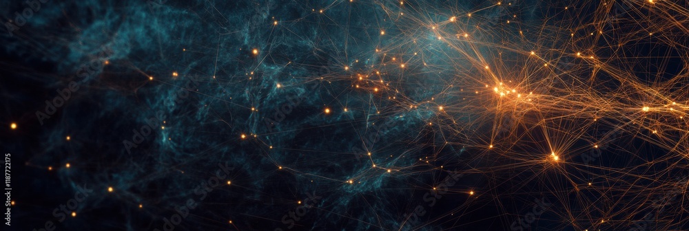 Aufkleber Glowing lines and dots create a vibrant representation of global connectivity through a digital network. Generative AI