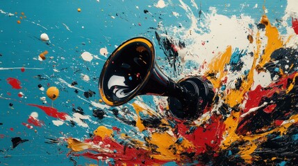 Fototapeta premium Vibrant Digital Collage with High Energy Art and Colorful Elements