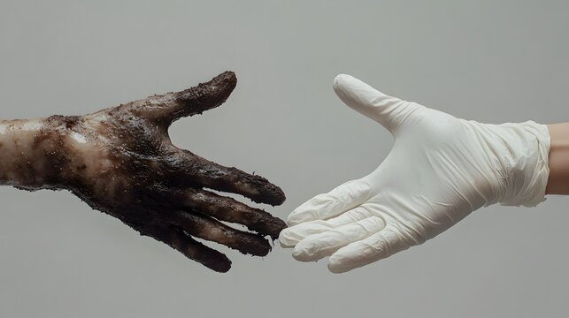 Mysophobia Unveiled: A Dramatic Representation of Germ Fear Through Anatomical Contrast of Hands