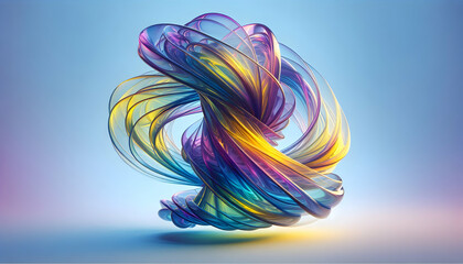Fototapeta premium Background A dynamic, twisting abstract shape with vibrant colors of purple, blue, yellow, and green The struct1