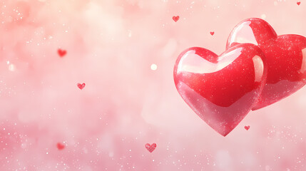 Glittering hearts adorning a romantic background