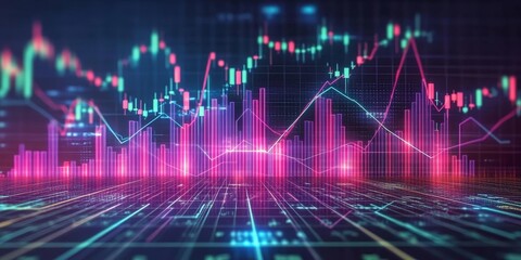 Abstract glowing financial chart.