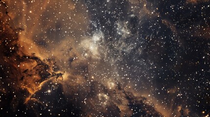 Fototapeta premium a celestial realm illuminated by shimmering stars and cosmic phenomena, white space in the center of the page for text, bold and dynamic hues against a dark background