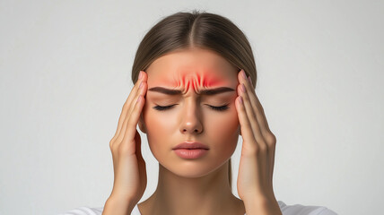 Fototapeta premium Woman Suffering from Headache or Migraine with Pain Highlight