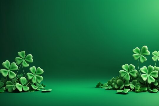 St Patrick's Day background with green cloverleaf, samrocks, featuring light, and vibrant patterns for a festive holiday design
