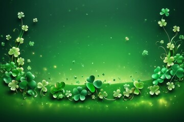 St Patrick's Day background with green cloverleaf, samrocks, featuring light, and vibrant patterns for a festive holiday design