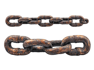 Obraz premium Rusty Metal Chain Links Isolated Isolated on transparent background