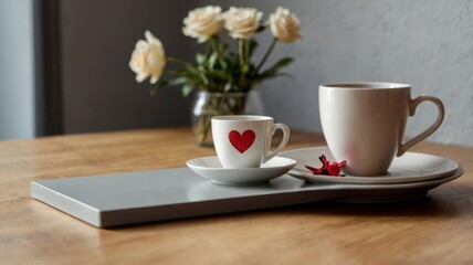 Heart Shaped Coffee Cup on Table