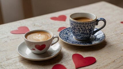 Cup of coffee with heart shaped 