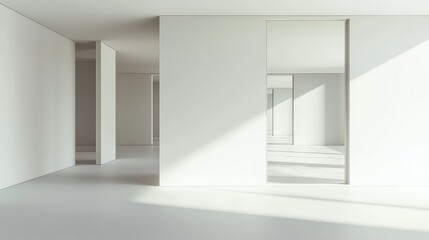 Fototapeta premium Bright Minimalist Interior Space with White Walls and Natural Light