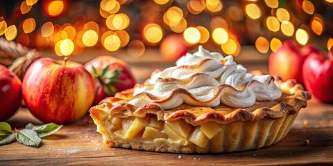 AI Generated Apple Pie with Whipped Cream - Delicious Bokeh Photo
