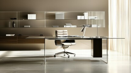 Modern Office Interior with Minimalist Desk and Elegant Chair