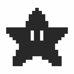 cute black and white star pixel vector