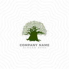Green oak tree logo design for business identity