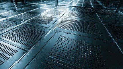 Futuristic Metallic Floor with Abstract Texture and Reflection