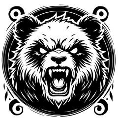 Angry panda silhouette