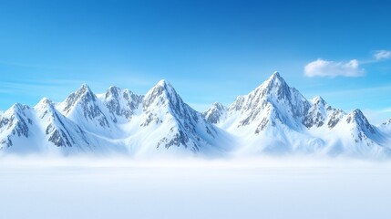 Obraz premium Majestic snowy mountain range under clear blue sky