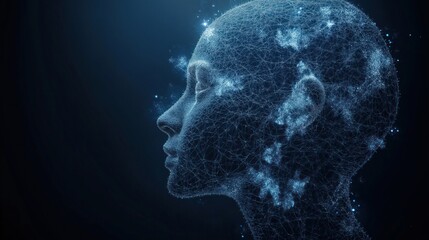 Human head profile with jigsaw puzzle, mental health and psychology concept