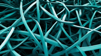 A striking 3d illustration depicting a complex network of intersecting turquoise lines on a dark background, symbolizing a digital data connection or network architectur