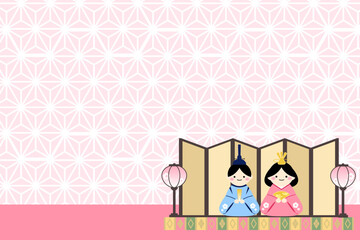 ひな祭りフレーム素材　ピンク