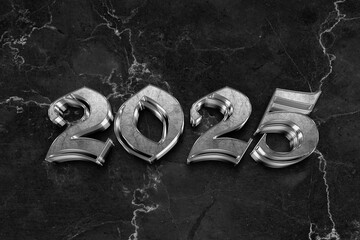 3d Rendering Illustration of a sharp metal 2025 design.