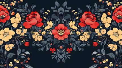 Seamless Floral Vector Pattern with Pink Roses and Leaves for Spring Decoration,Chinese New Year Day 