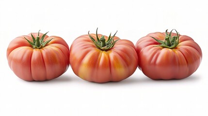 Fresh Whole Ripe Tomatoes Isolated on Clean White Background