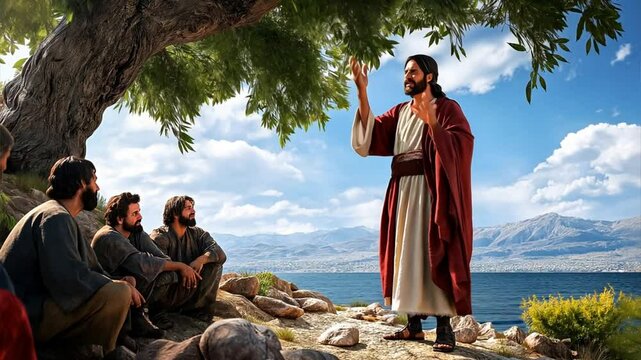 Friends Rejoicing and Embracing the Healed Man