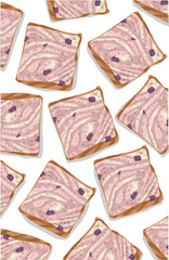 Purple sweet potato flavored bread with a beautiful pattern