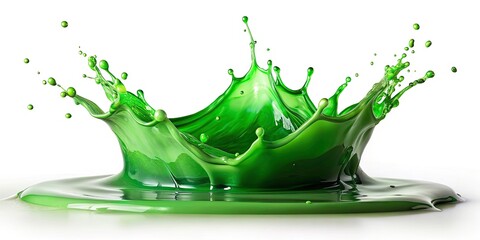 Green Paint Splash, Liquid Green Paint Drops, Big Splash, Isolated Green Paint,  Green Paint Explosion,  Fluid Dynamics Photography