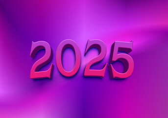 3d Rendering illustration of a bright colorful 2025 design
