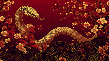 Obraz premium Easy-to-Understand Sentence for Naming: Traditional Chinese dragon illustration with decorative patterns ,Chinese New Year 2025