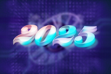 3d rendering illustration of a colorful smoky 2025 design