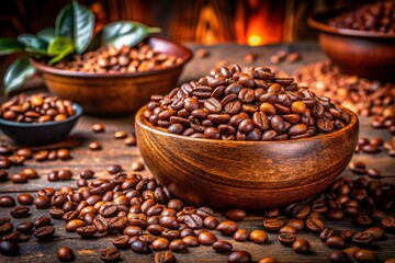 Fototapeta premium Indonesian Coffee Beans, Bali Coffee, Brown Bowl Coffee Grains, Coffee Brewing, Aromatic Coffee, Rich Coffee, Discover Coffee Art, Coffee Bean Origin, Bali Coffee Beans, Coffee Making Process