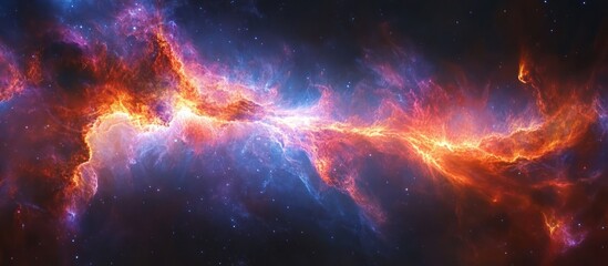 Obraz premium Cosmic Nebula fiery clash, space backdrop, design