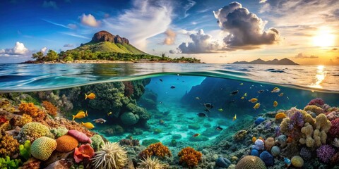Environmental photography showcases the stark difference: vibrant, clean seas versus polluted, damaged oceans.