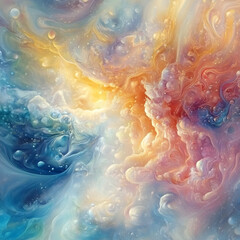Abstract swirling pastel nebula, cosmic space, vibrant colors, digital art, website background