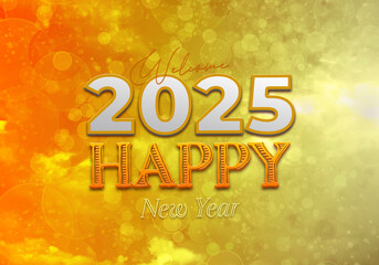 3d Rendering Illustration of a festive happy new year 2025 design.