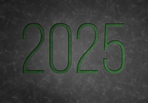 3d rendering illustration of a foggy 2025 marble design